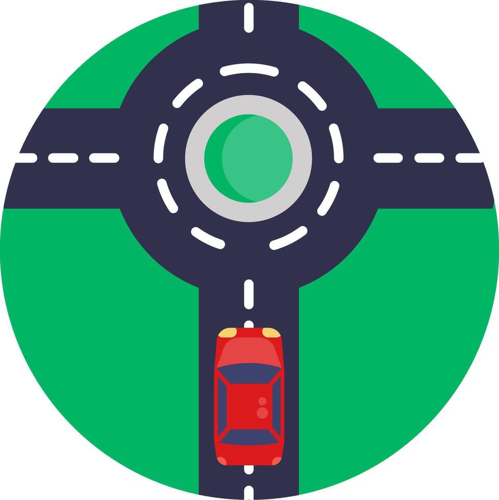 A car is driving on a roundabout vector