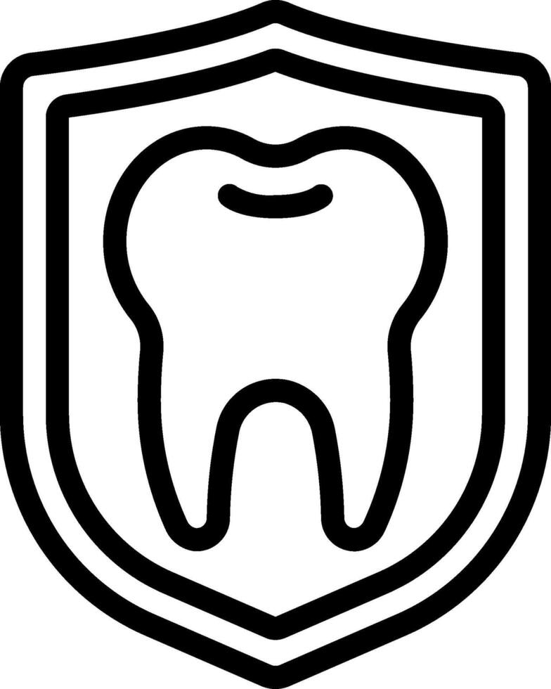 A tooth in a shield with a black outline vector