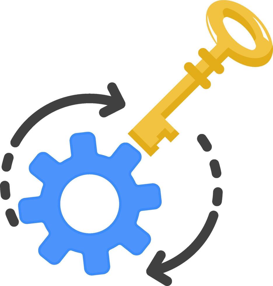 A key is connected to a gear wheel vector