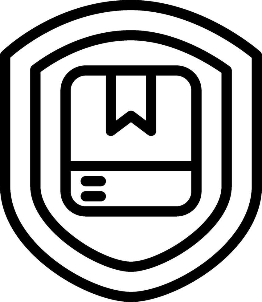 A black and white icon of a book in a shield vector