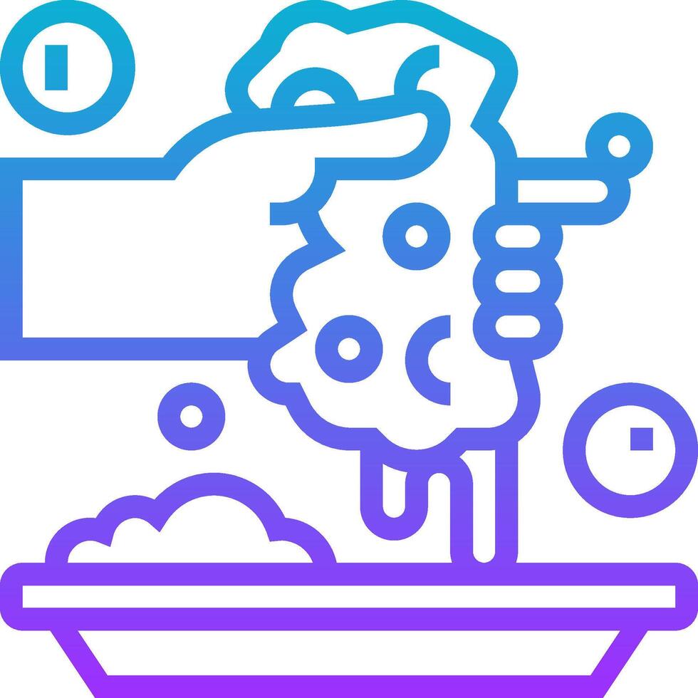 A hand is holding a plate with food on it vector