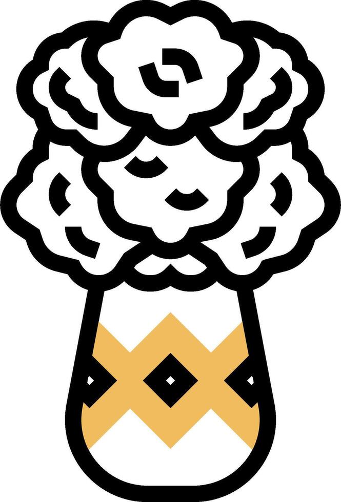 A black and white drawing of a vase with flowers vector