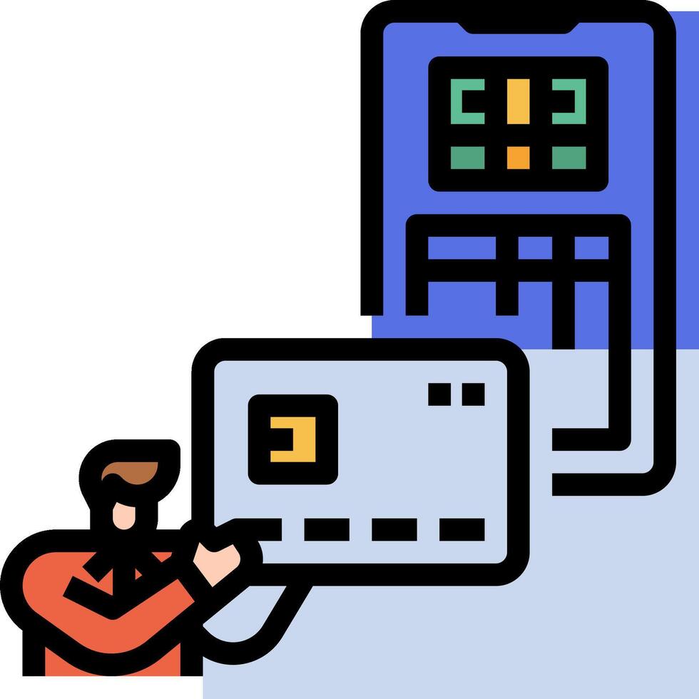 A man holding a credit card and a phone vector
