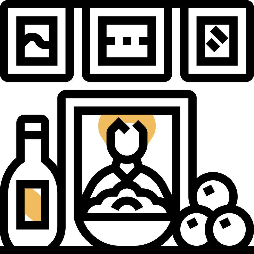 A black and white icon of a man sitting in front of a picture vector