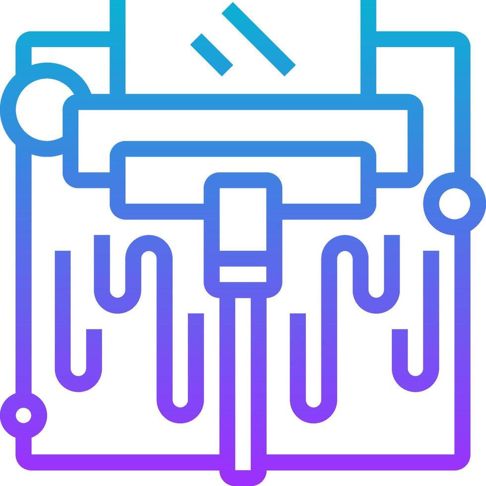 A blue and purple icon of a machine with a paper roll vector