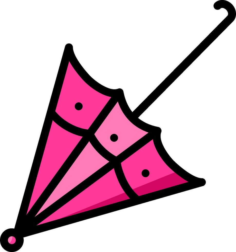 A pink umbrella with a black handle vector