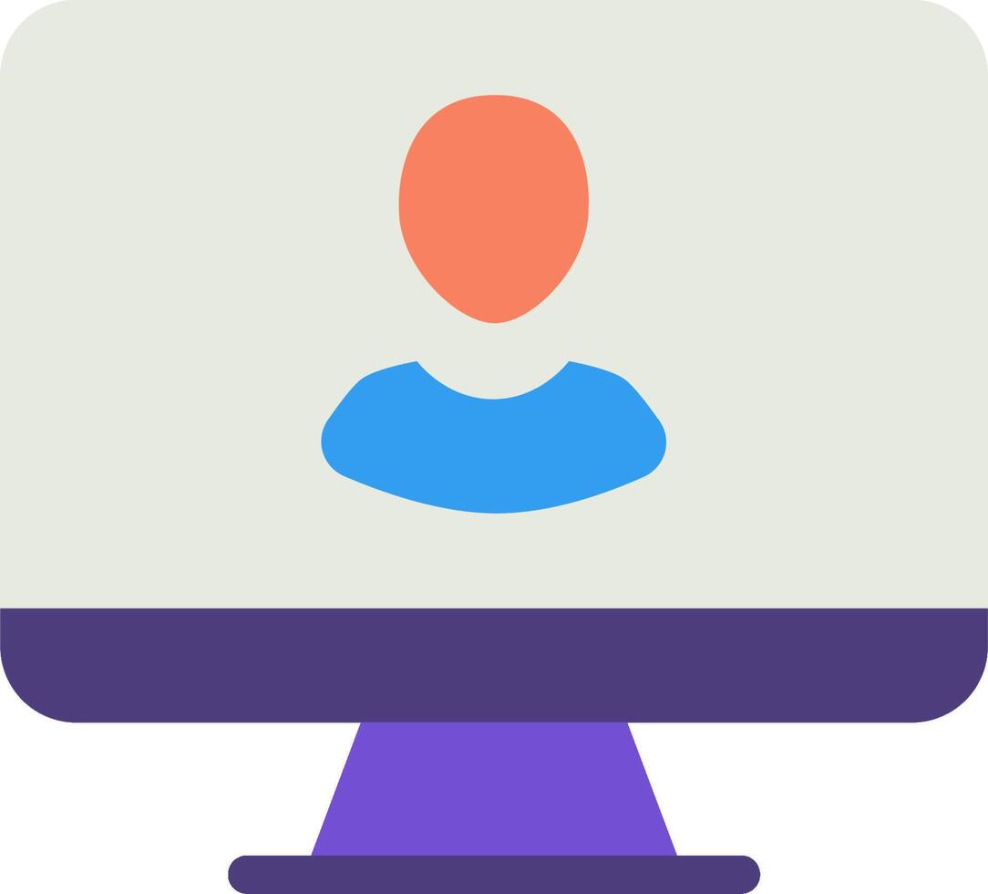 A person is on a computer screen with a blue background vector