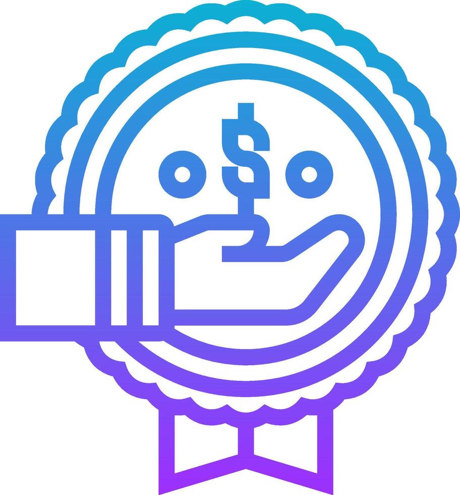 A hand holding a dollar sign in a blue and purple circle vector