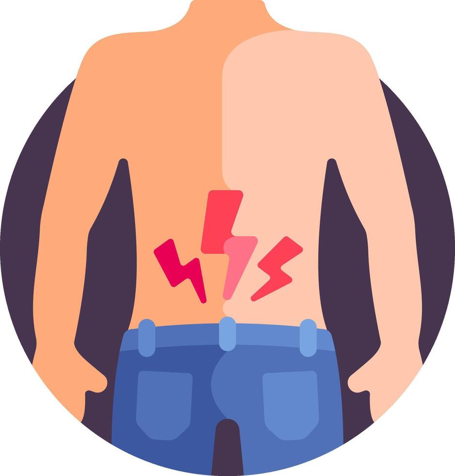 A man with a back pain and a lightning bolt on his back vector