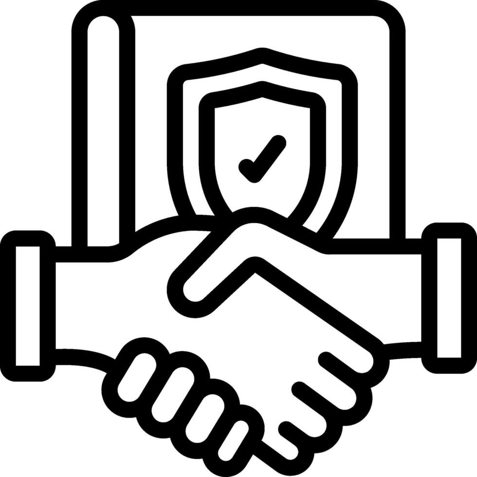 A black and white illustration of two hands shaking vector