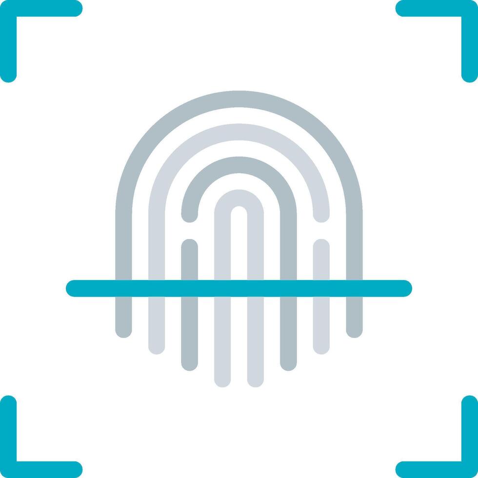A fingerprint icon with a blue line vector