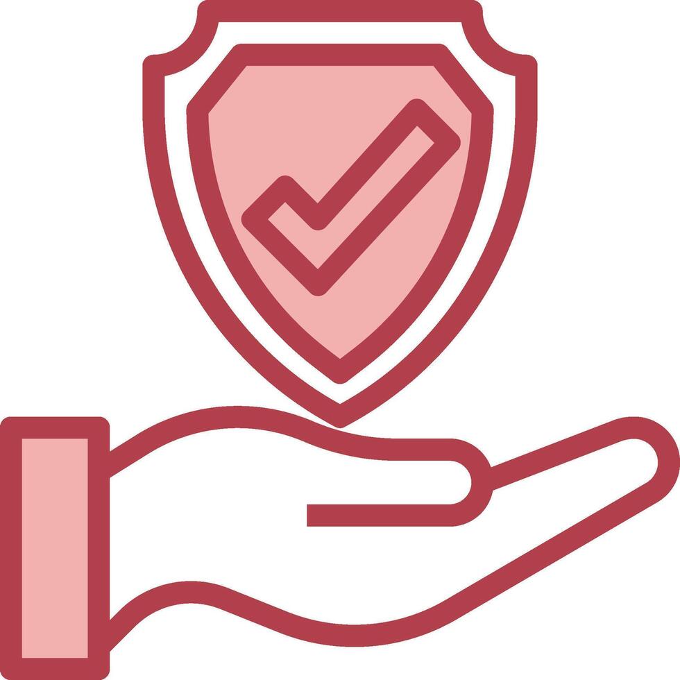A hand holding a shield with a tick mark on it vector