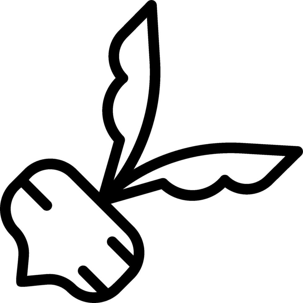 A black and white drawing of a carrot vector