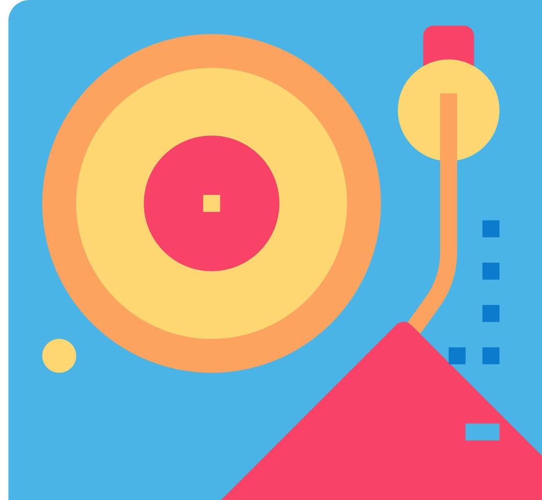 A colorful icon with a turntable and a record player vector
