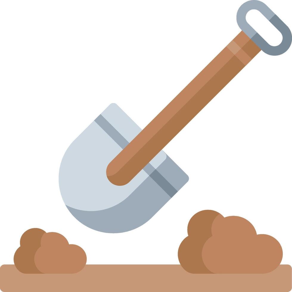 A shovel and shovel are digging into the ground vector