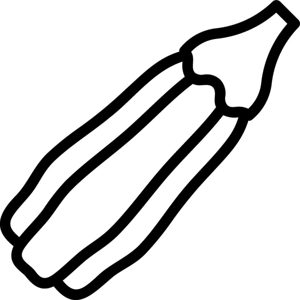 A black and white drawing of a long eggplant vector