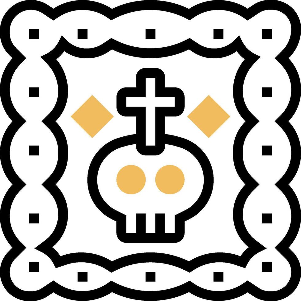A skull with a cross on it in a frame vector