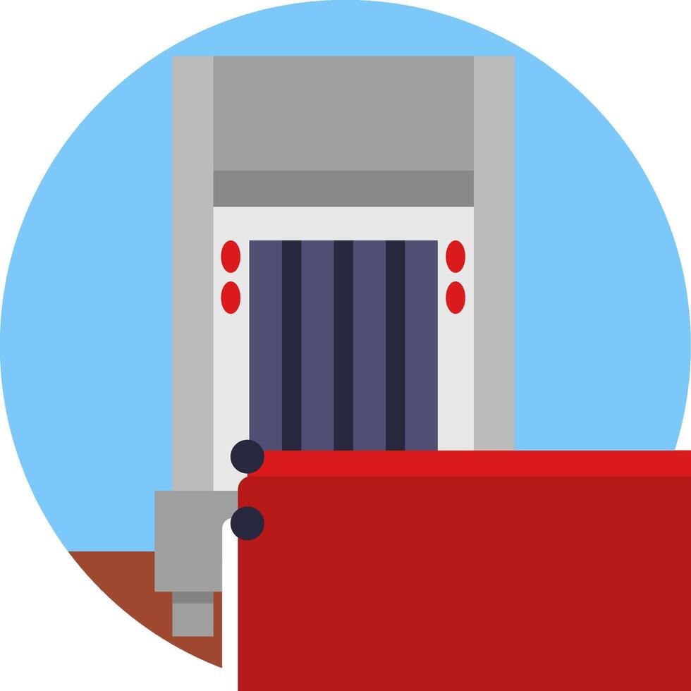 A red and white truck with a red flag on it vector