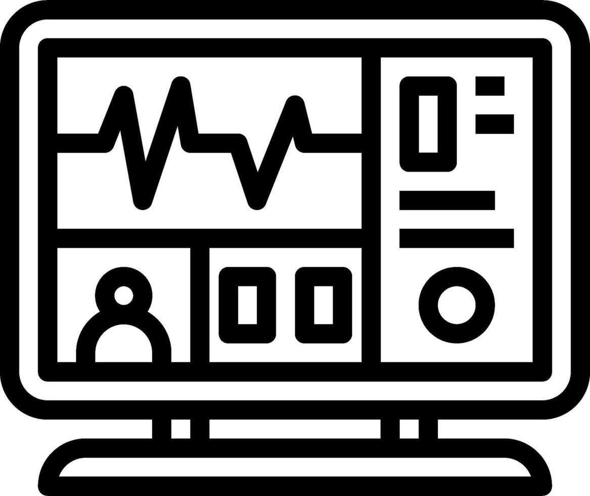 A computer monitor with a heartbeat monitor icon vector