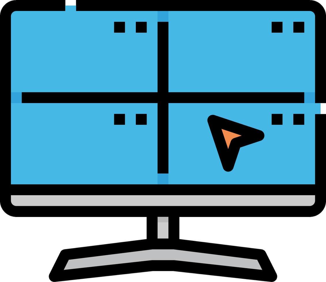 A computer monitor with four different screens vector