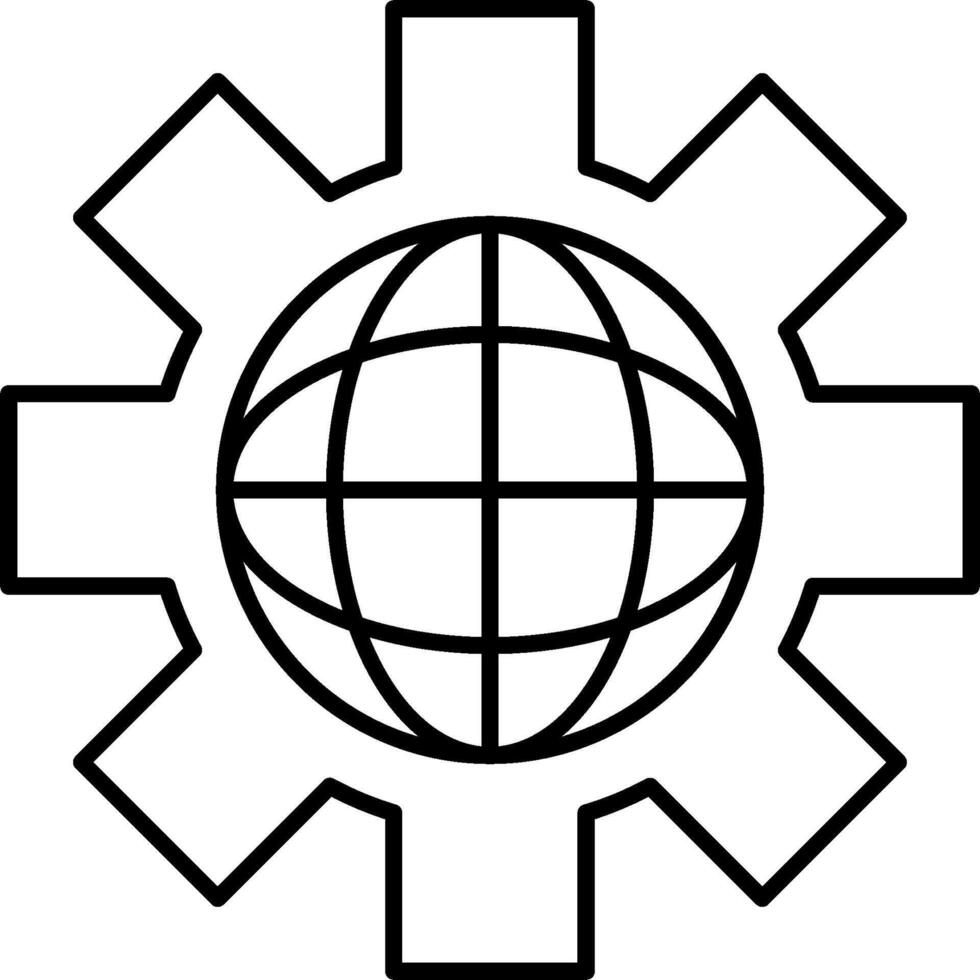 World globe gear icon vector