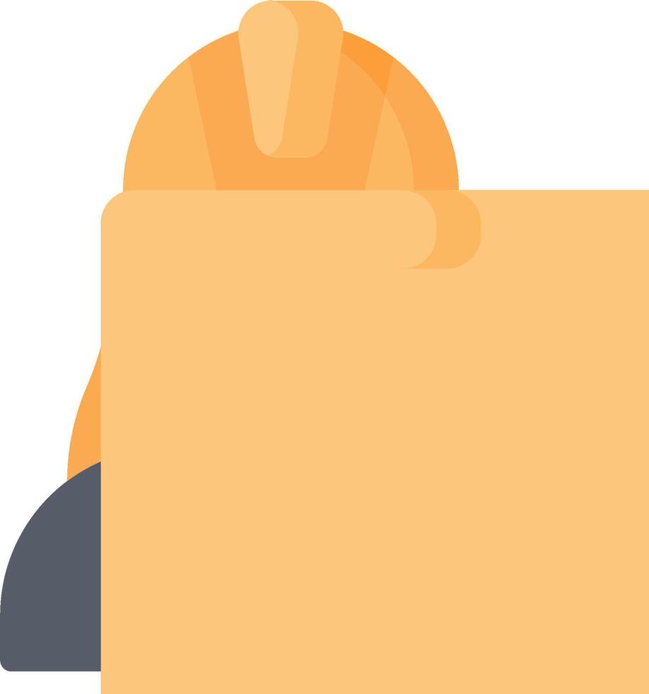 A person in a hard hat holding a large piece of paper vector