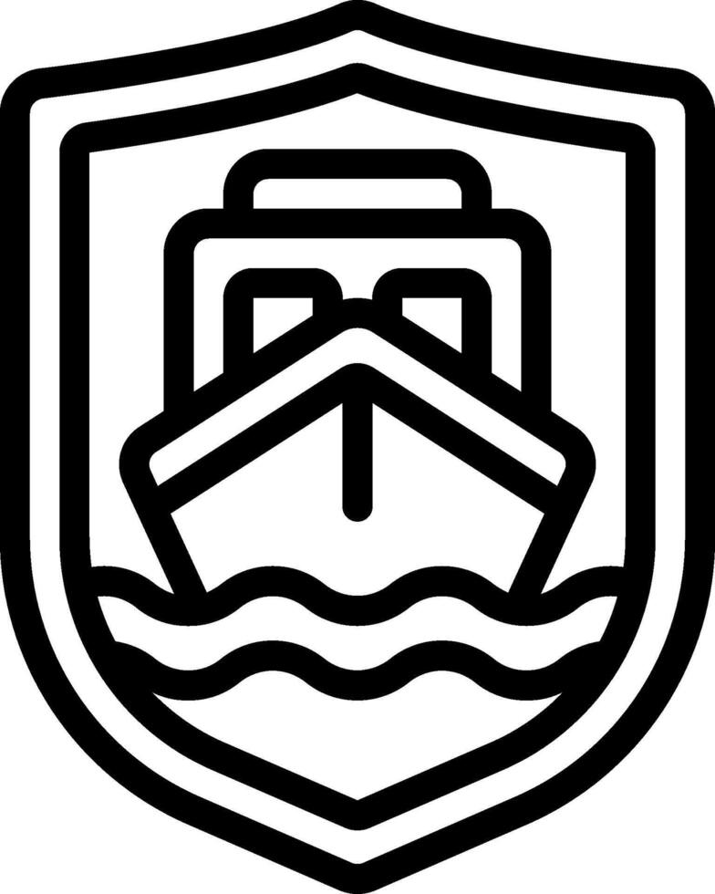 A black and white logo of a ship in the water vector