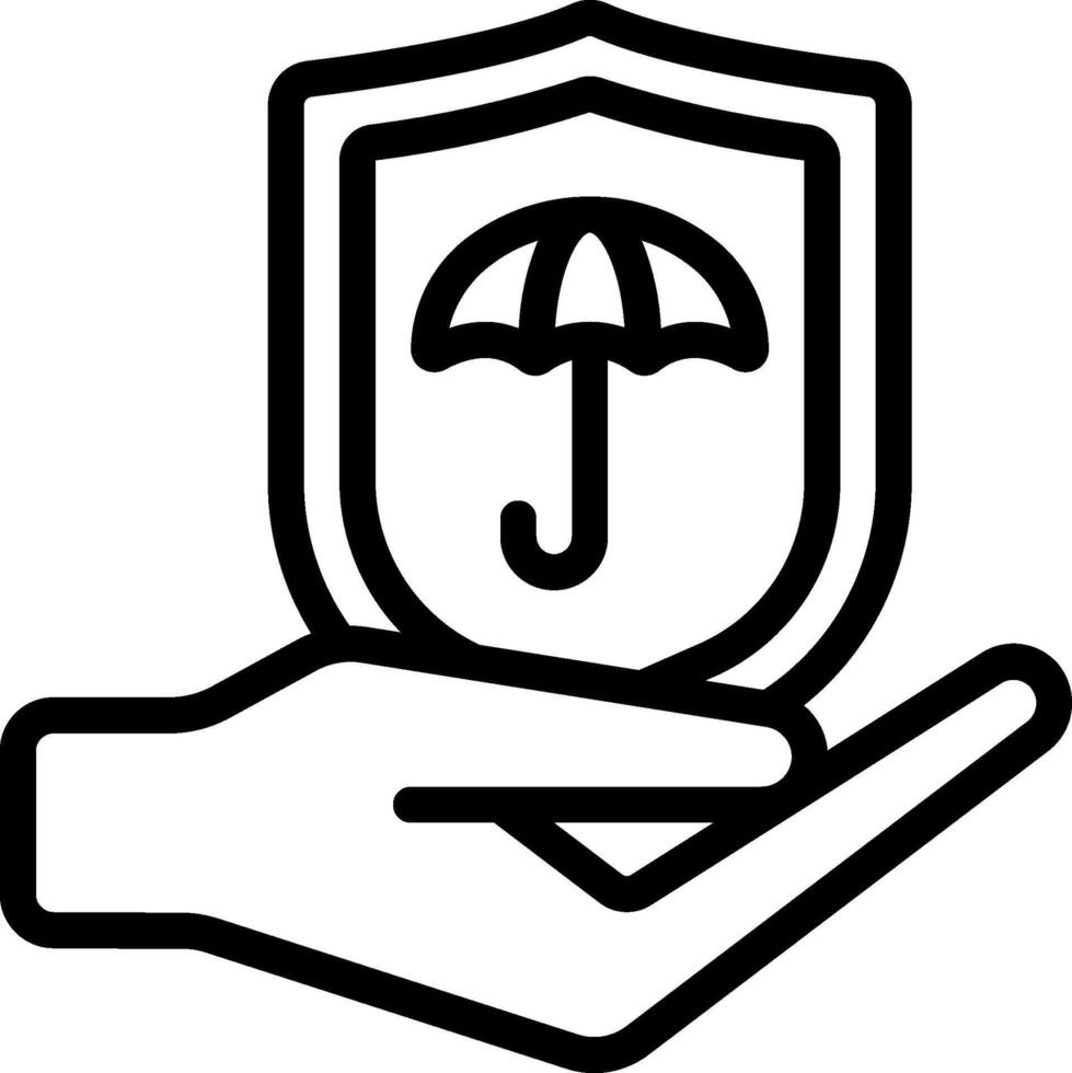 A hand holding an umbrella over a shield vector