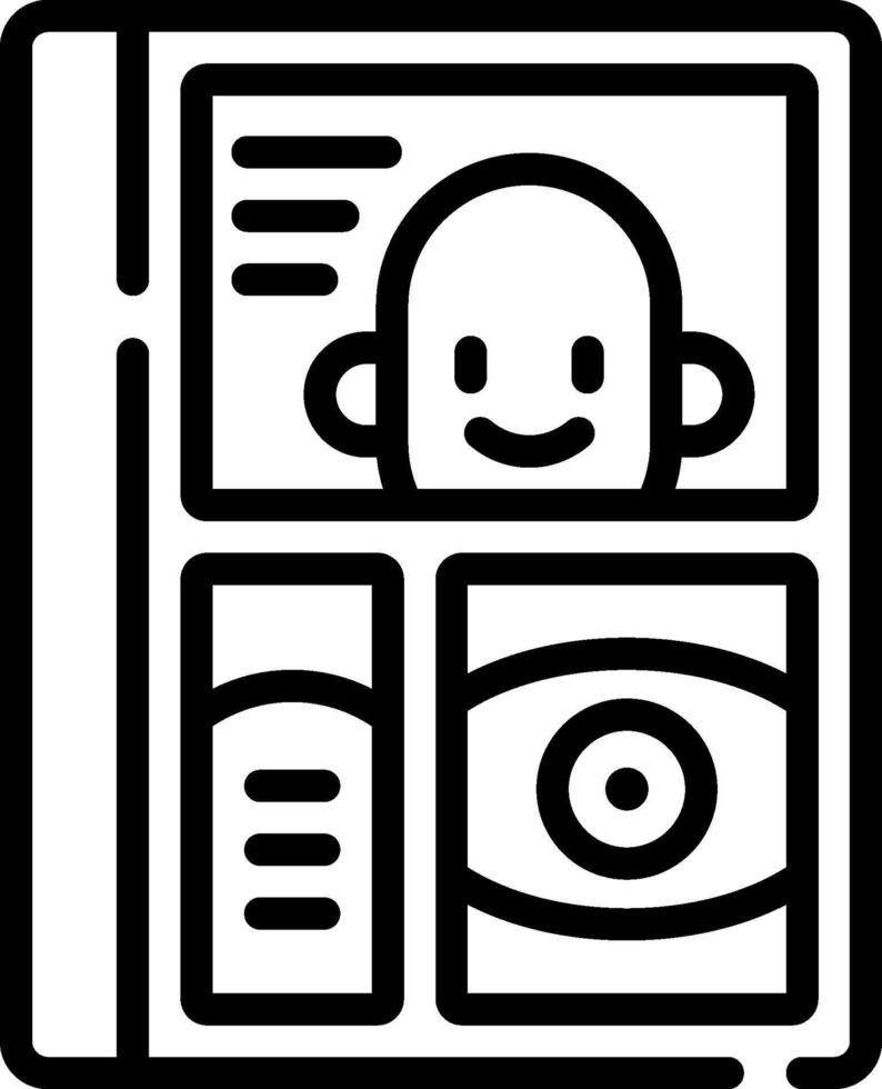 A black and white image of a person looking at a book vector