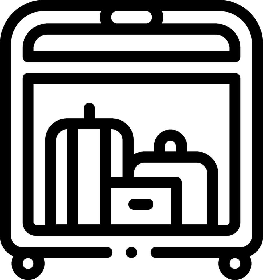 A black and white image of a suitcase with luggage vector