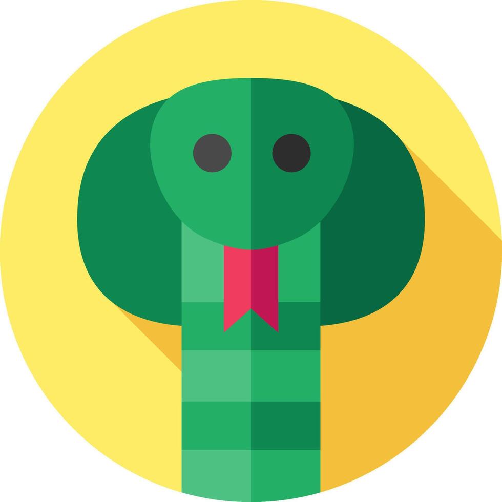 A flat icon of a snake with a long tail vector