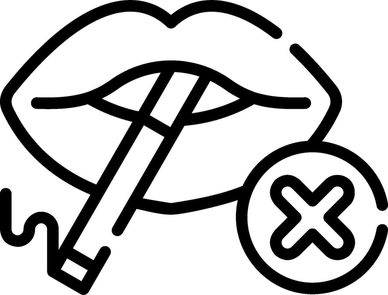 A black and white line drawing of a cigarette and a woman's lips vector