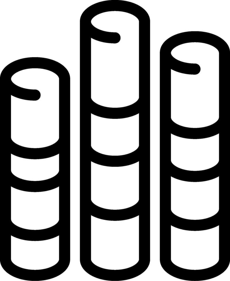 A black and white illustration of three stacks of paper vector