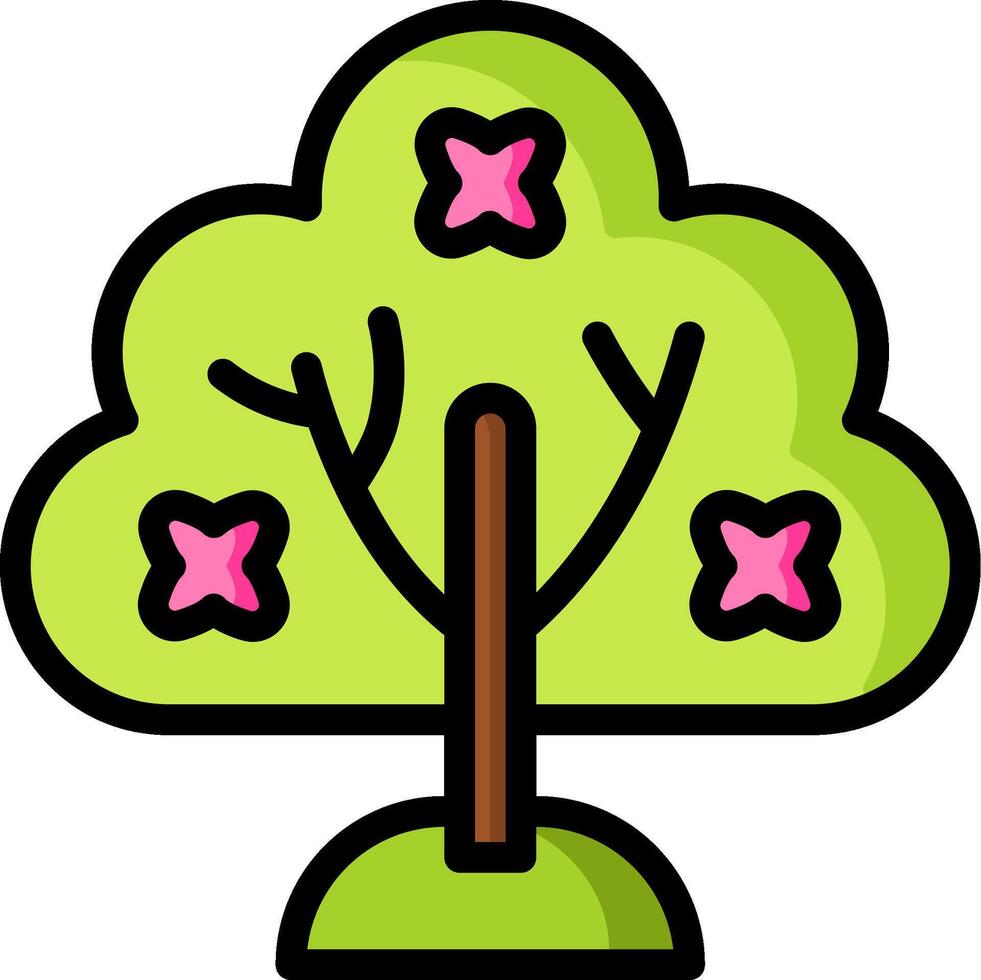A tree with pink flowers on it vector