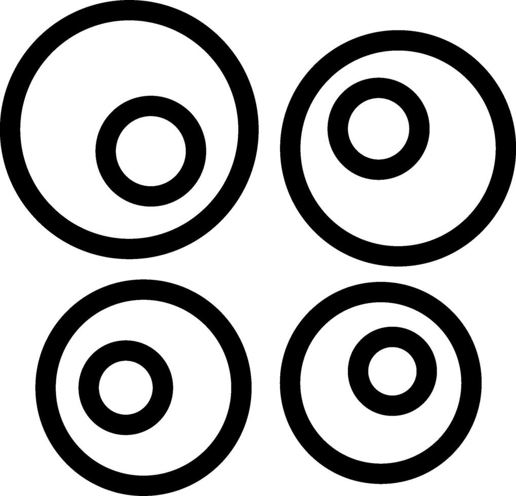 A black and white drawing of four circles vector