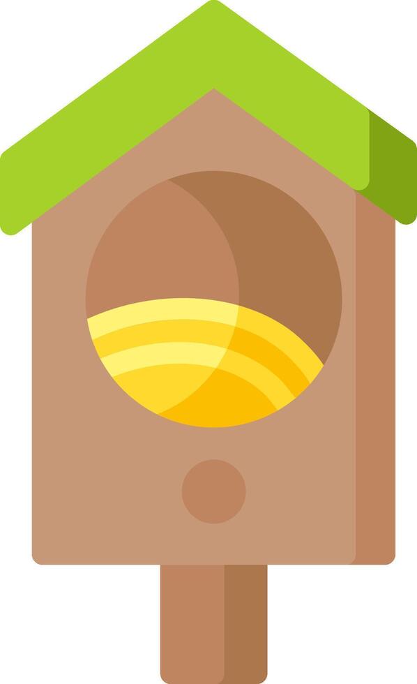 A birdhouse with a yellow bird inside vector
