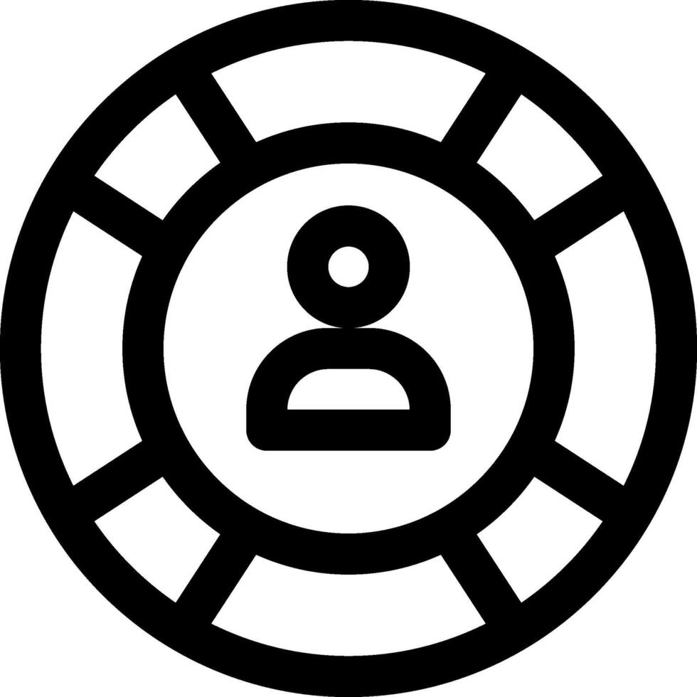 A black and white icon of a person in a circle vector