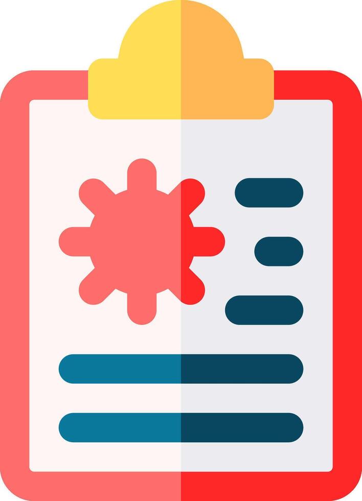 Clipboard icon with gears and a red circle vector