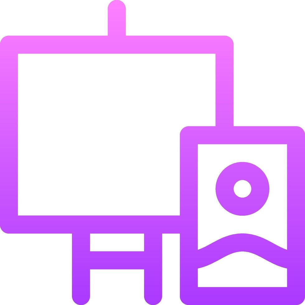A purple and white icon of a phone and a computer vector