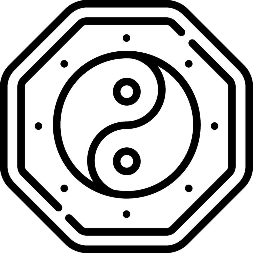 Yin yang symbol in a hexagon vector