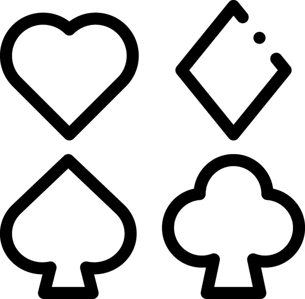 Four black and white icons of hearts, spades and clubs vector