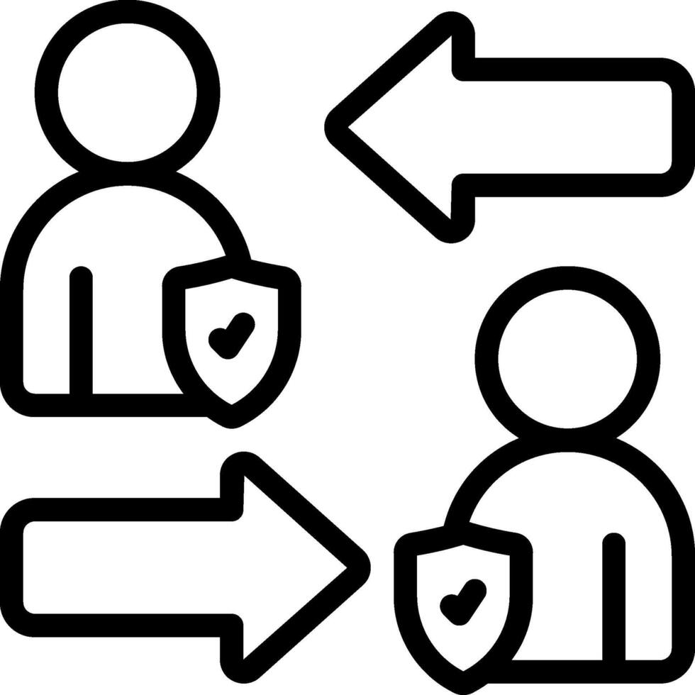 Four people with arrows pointing to the left and right vector