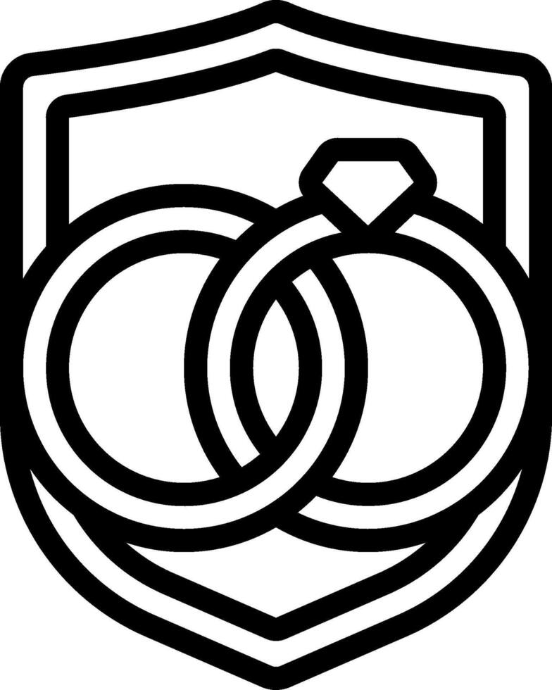 A black and white logo of two rings on a shield vector