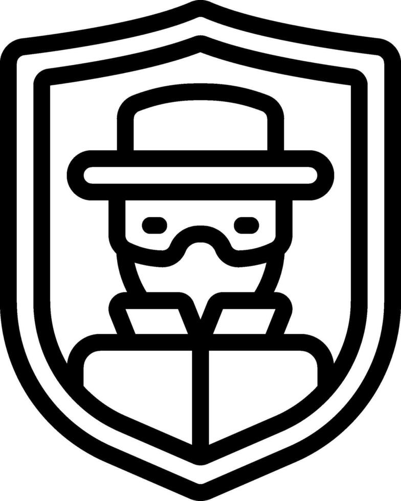 A black and white logo of a man in a hat and a mask vector