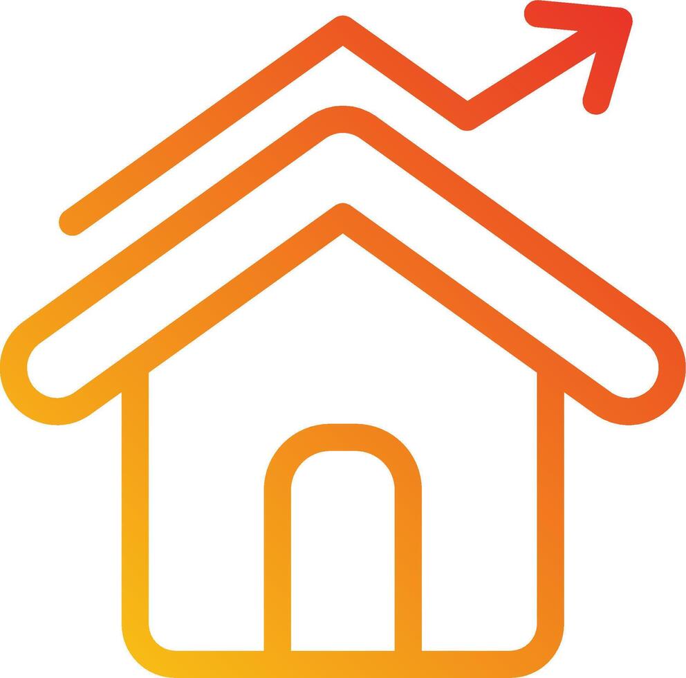 A house with an arrow going up and a house with a roof vector
