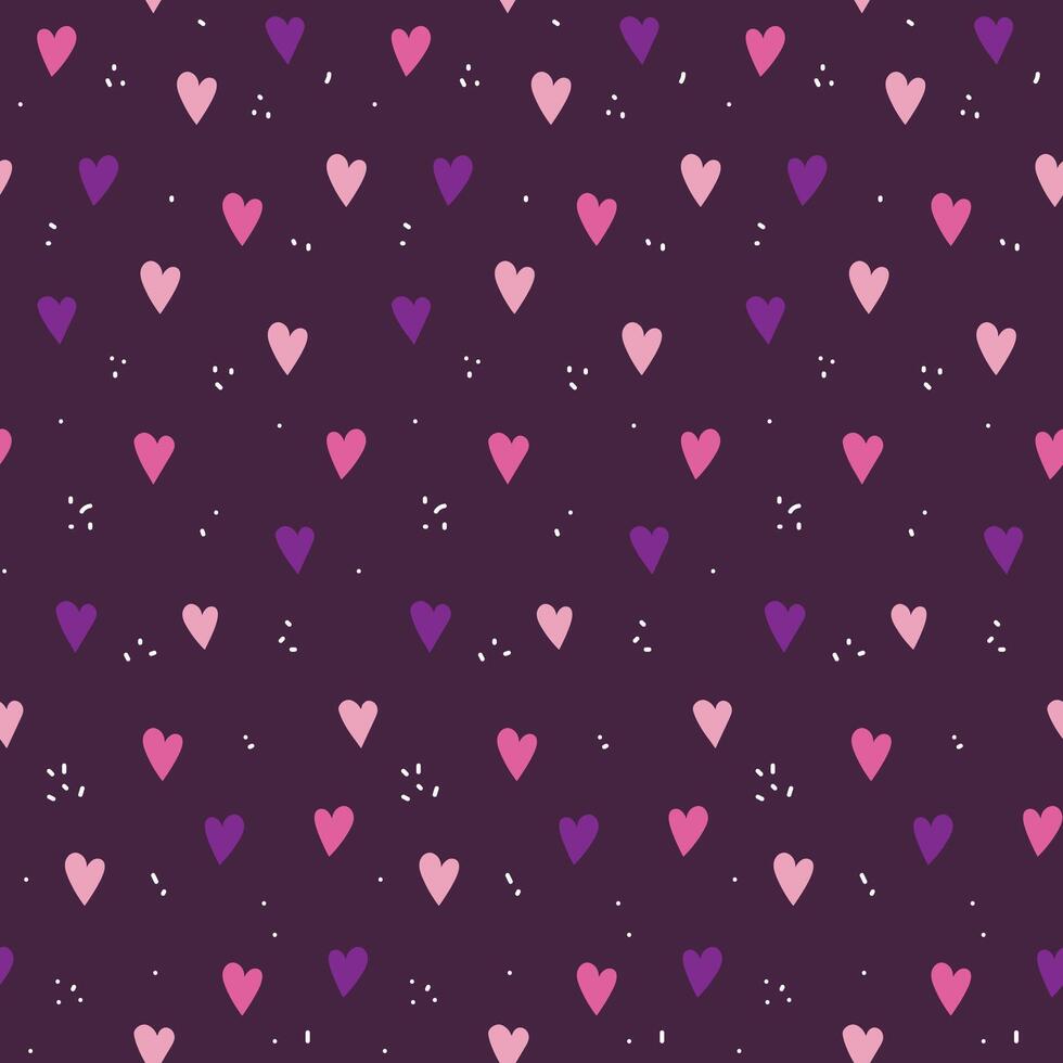 Seamless pattern featuring hearts on a purple background, creating a playful and vibrant design perfect for Valentine's Day or romantic-themed projects. vector