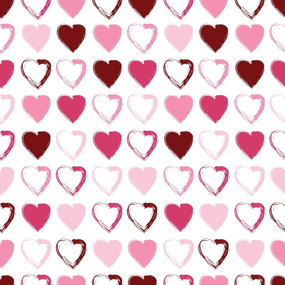 Seamless pattern with pink hearts on a white background. February 14. Classic pattern for Valentine's Day. illustration vector