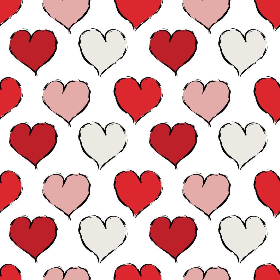 Seamless pattern featuring classic red hearts, perfect for Valentine's Day prints and romantic designs in a timeless style. vector