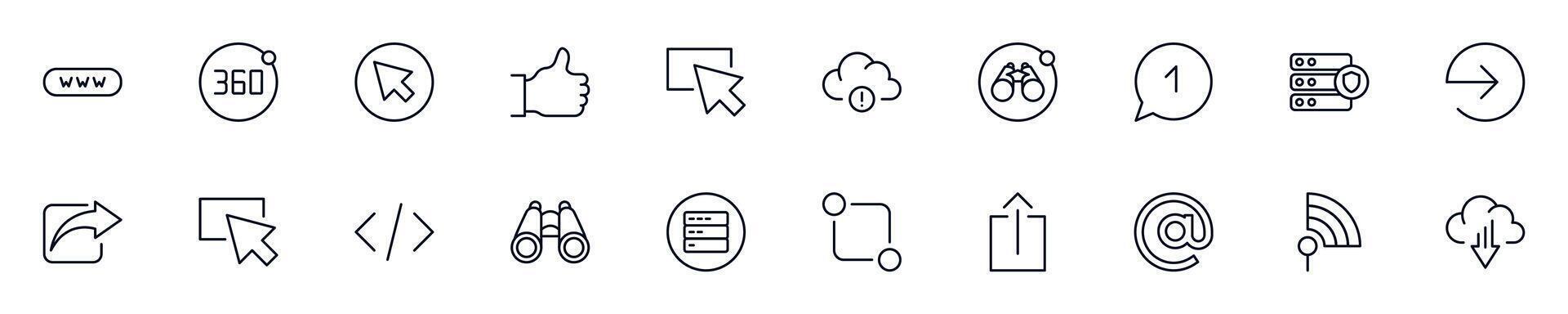 Web and internet modern web icons for infographics. Simple linear illustration for apps, sites, infographics vector