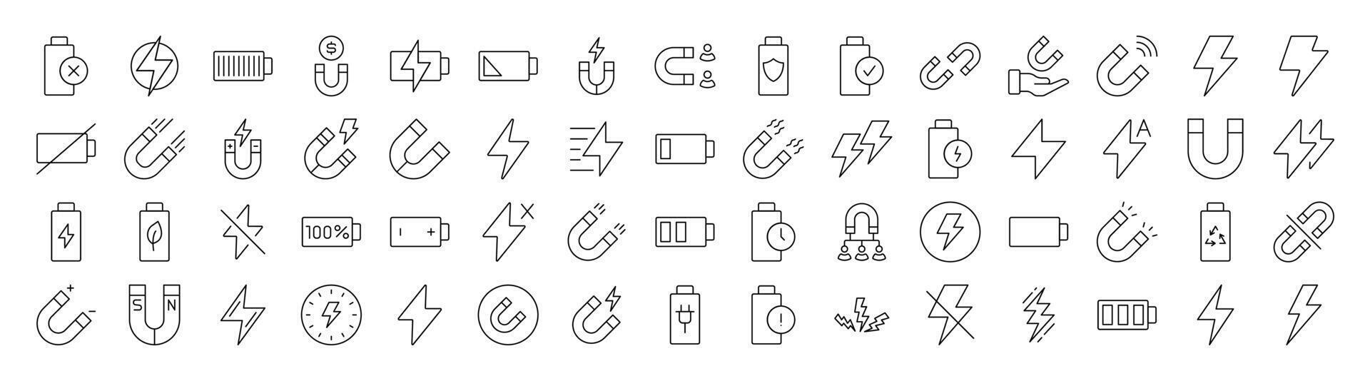 Simple Linear Icon of Energy, Battery, Charger. Editable Stroke. Minimalistic Linear Pictogram for Design of Cards, Apps, Banners, Posts vector